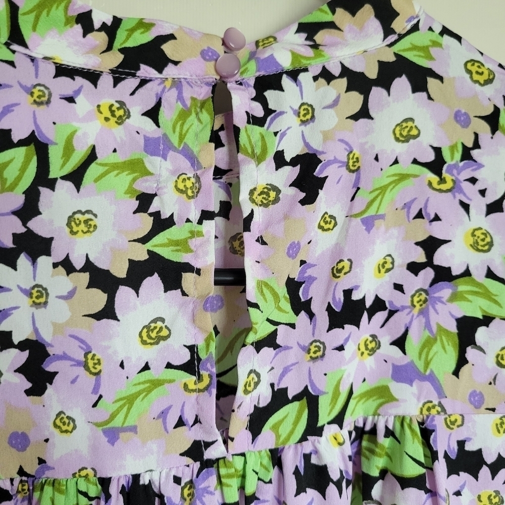 PIECES Women's Purple Long Sleeve Floral Midi Dress Size Large - Picture 3 of 7